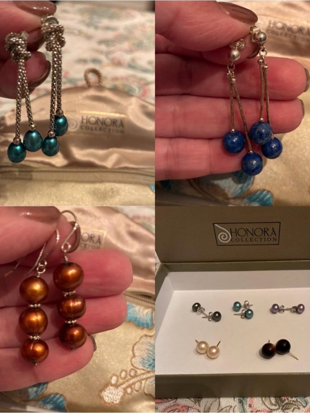 Honora Earring bundle - Teardrop, studs cultured pearls - Blue/Teal/Gold Options